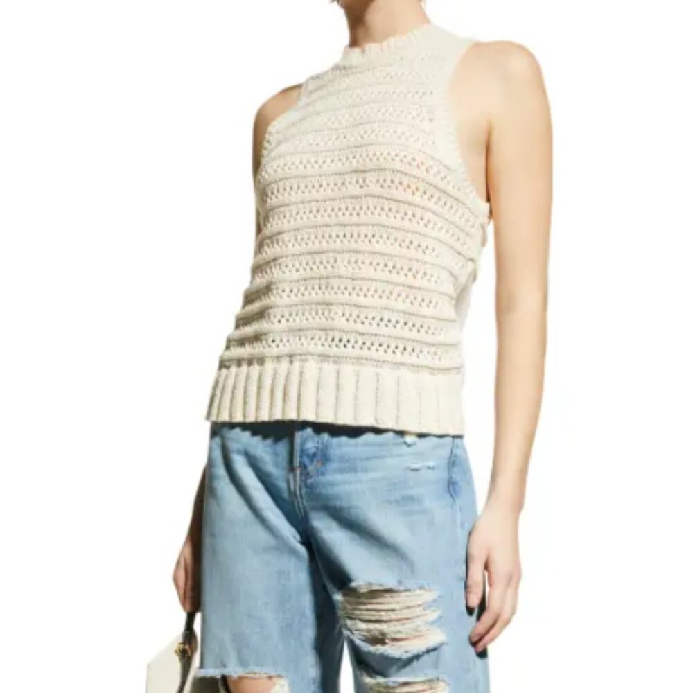 Veronica Beard Sade Mixed Media Ivory Tank -- Small